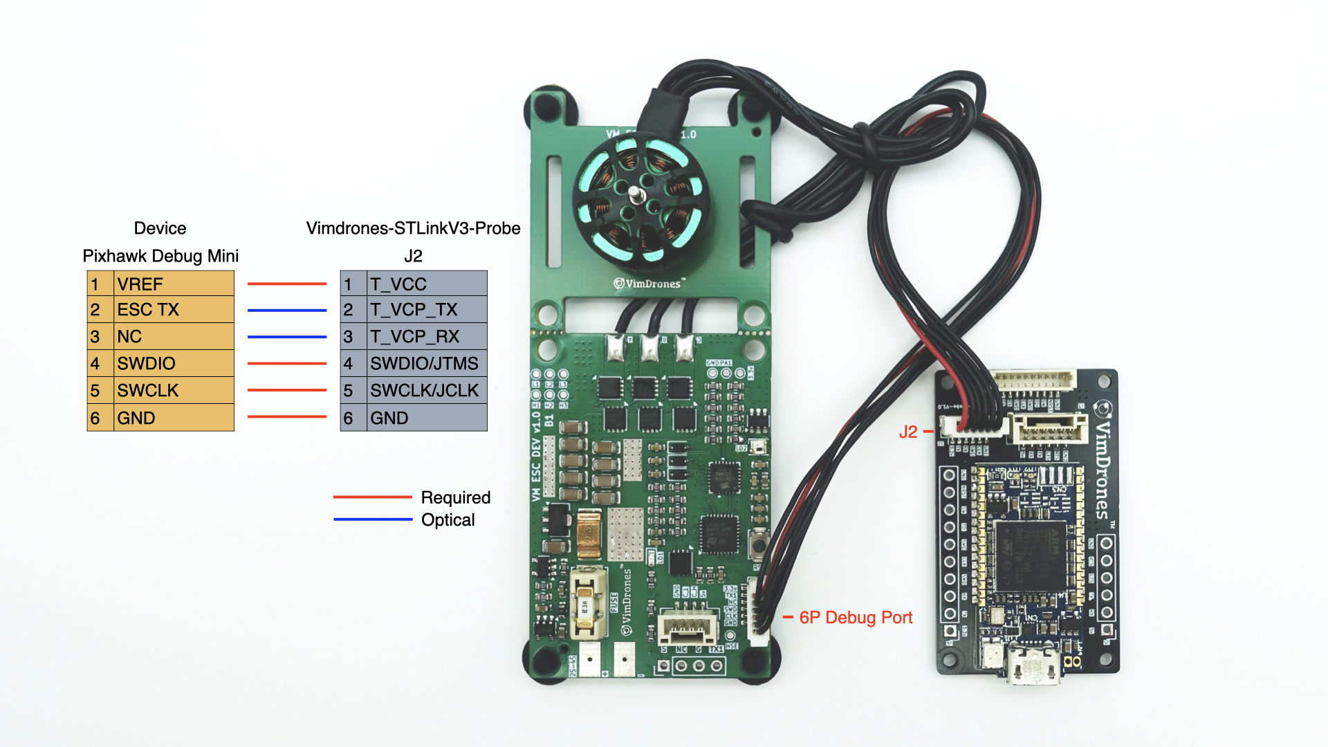 Vimdrones STLinkV3 Probe am32 esc wiring diagram